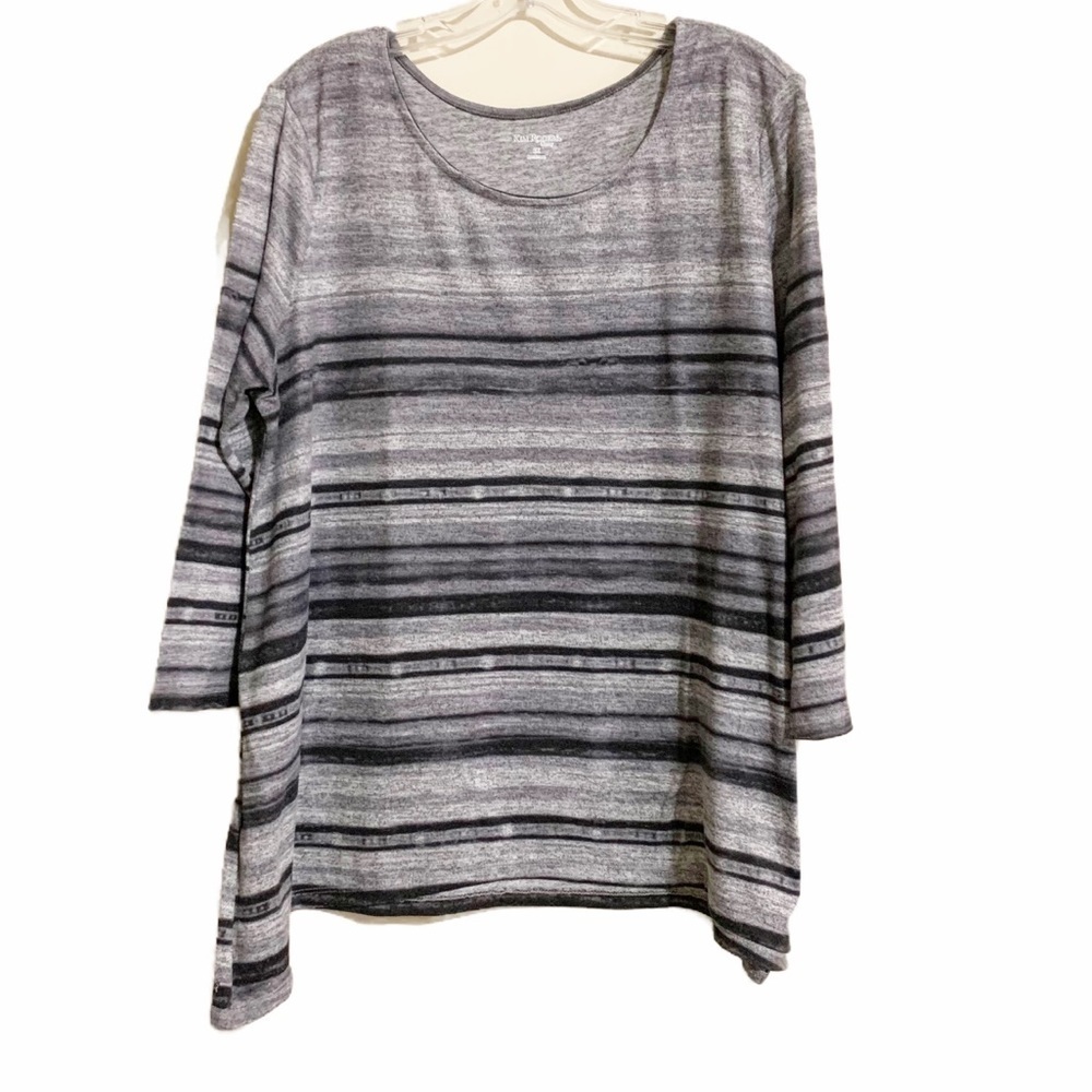 Kim Rogers Curvy 2X Gray Ombre Long Sleeve Stretchy Blouse.